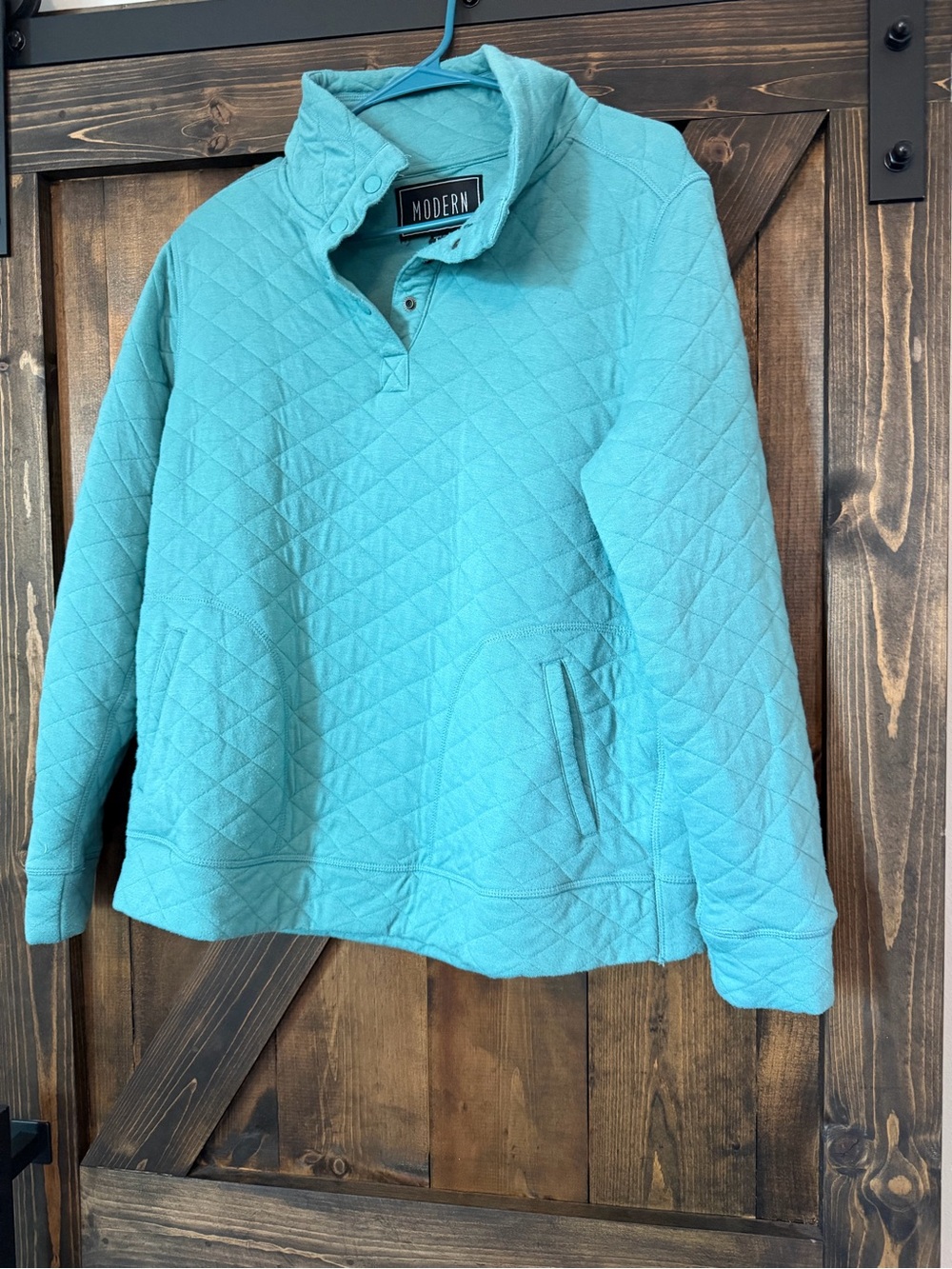 Modern Canvas Quilted Pullover Sweater- Aqua Teal